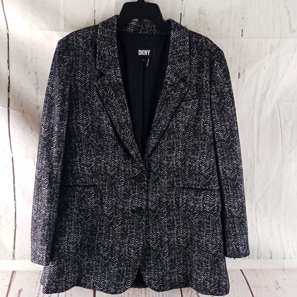 DKNY Womens Size M Multicolor Herringbone 2 Button Suit Blazer NWT $159